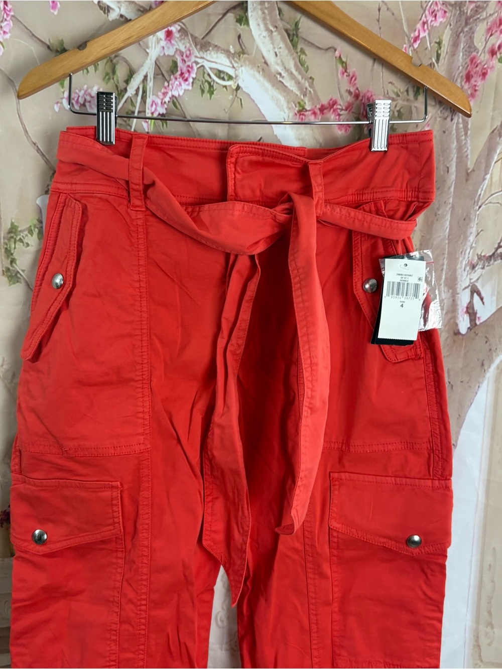 NEW Ralph Lauren Red Cargo Paperbag Waist Pants - Picture 3 of 8